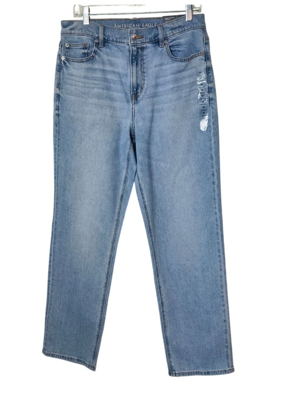 American Eagle Womens 10 Straight Jeans Super High-Rise Stretch Light Wash 30W